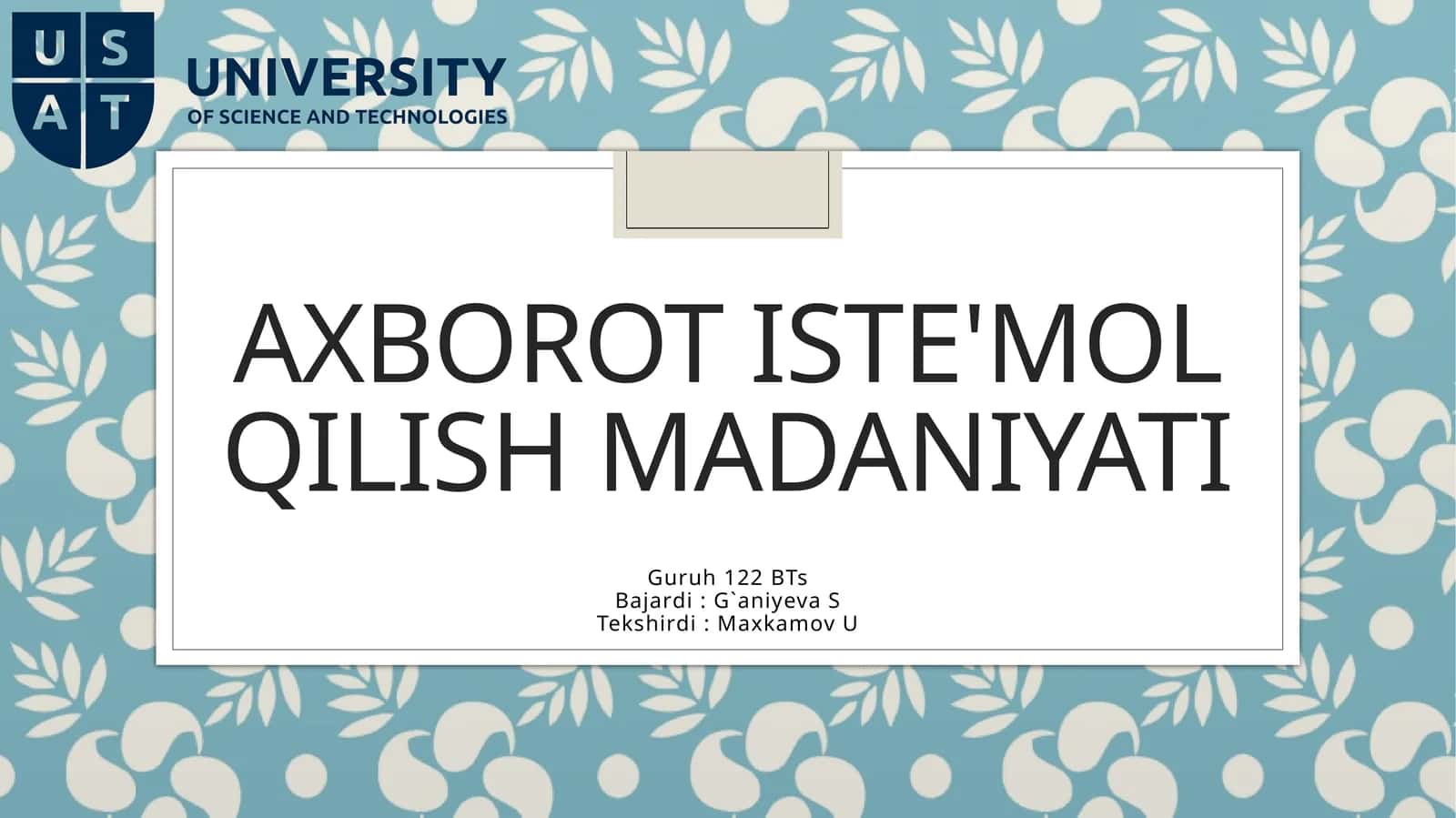 Axborotiste'molqilish madaniyati 1