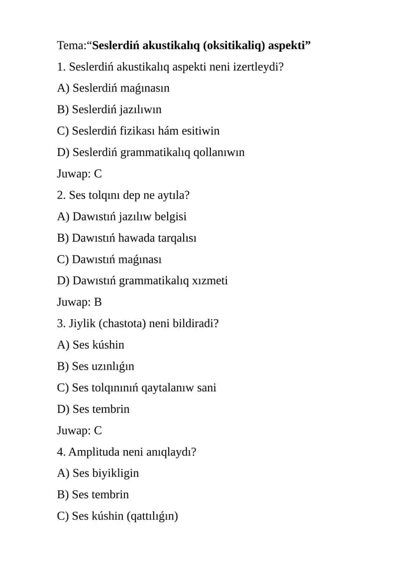 Seslerdiń akustikalıq (oksitikaliq) aspekti 1