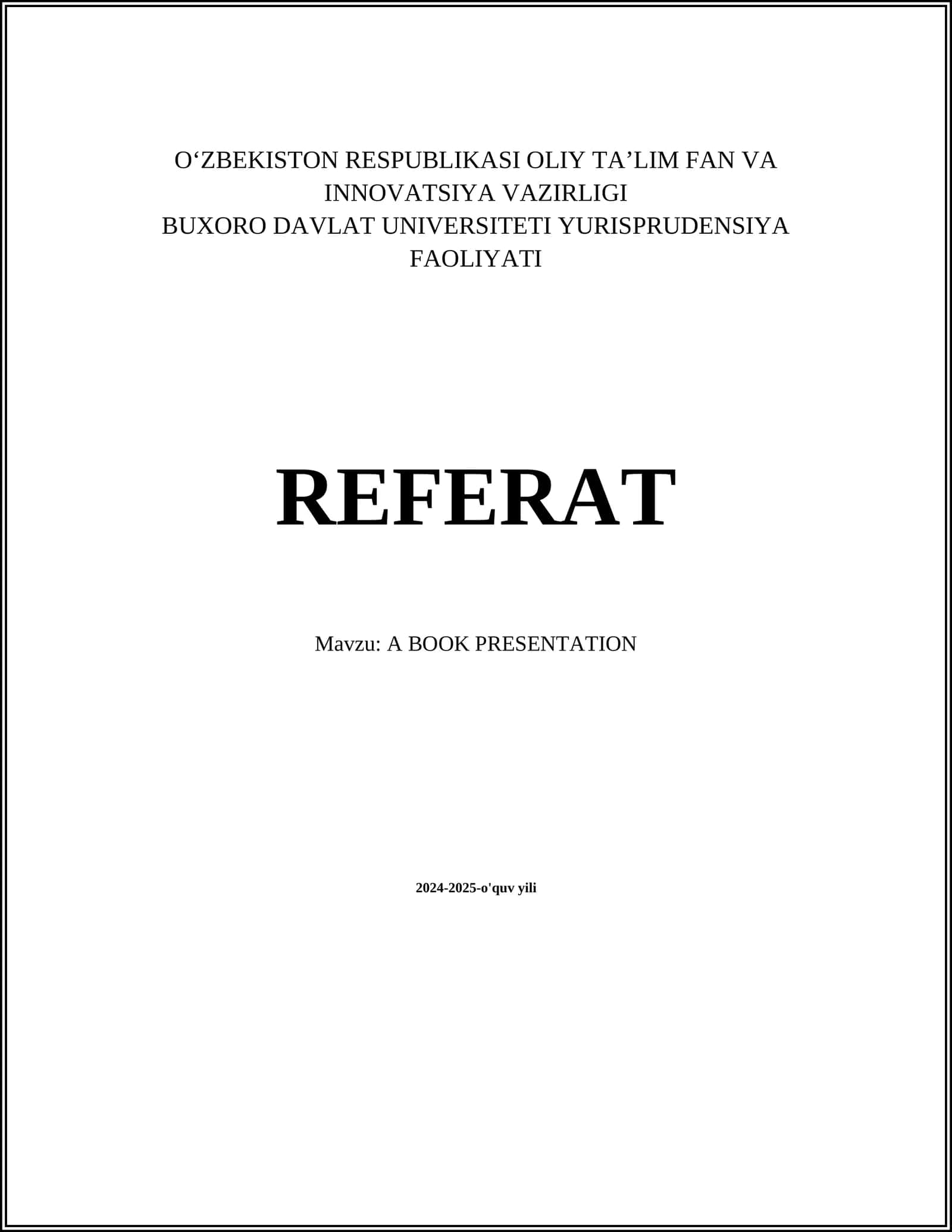 A BOOK PRESENTATION 1