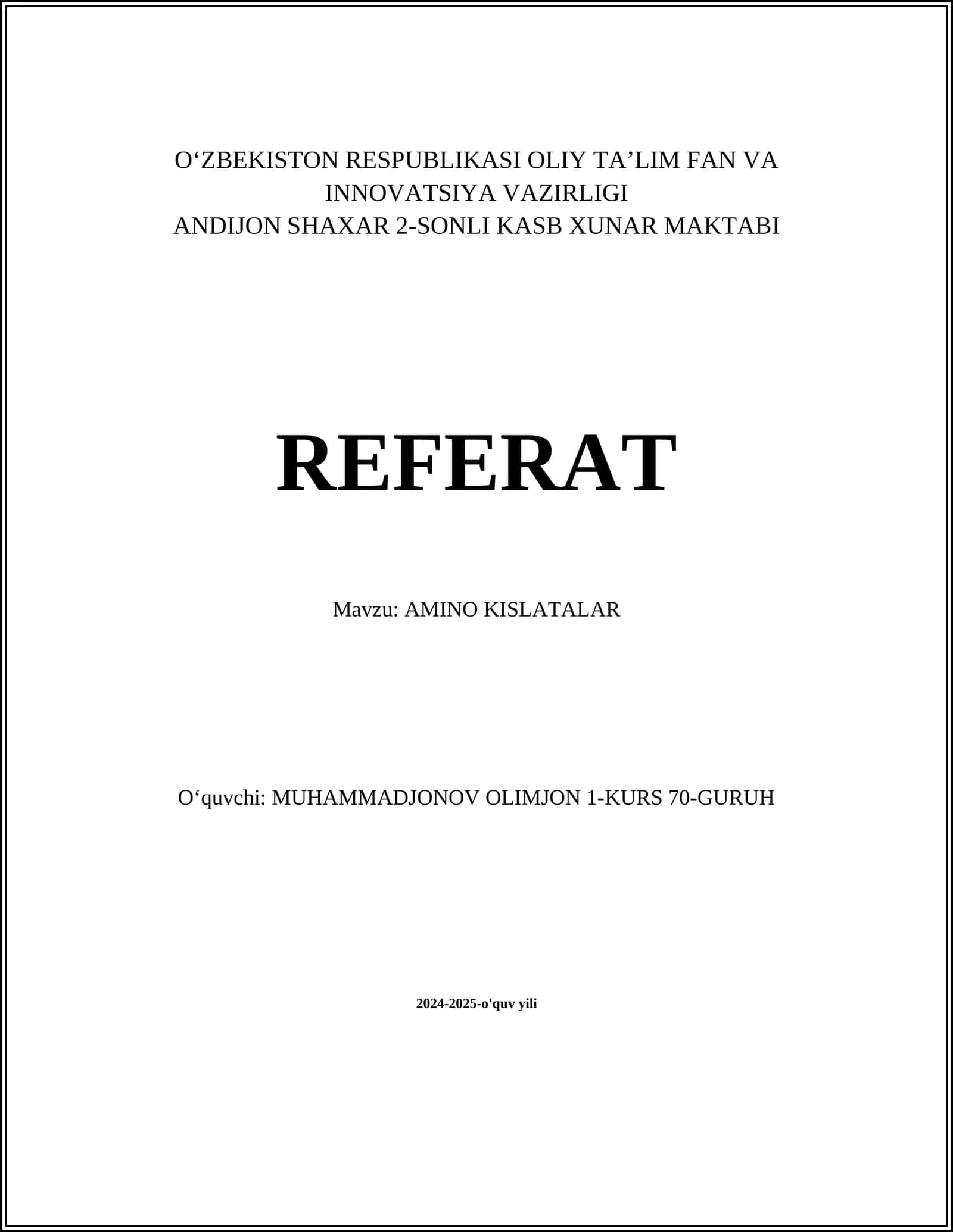 AMINO KISLOTALAR (Referat) 1