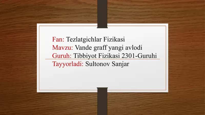 Van de graff tezlatkichlari yangi avlodi 1