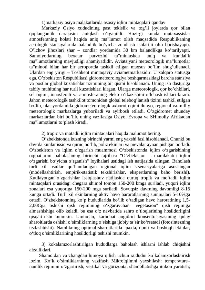 Atmosferaning holati haqida aniq ma‟lumot olish ishlari 1