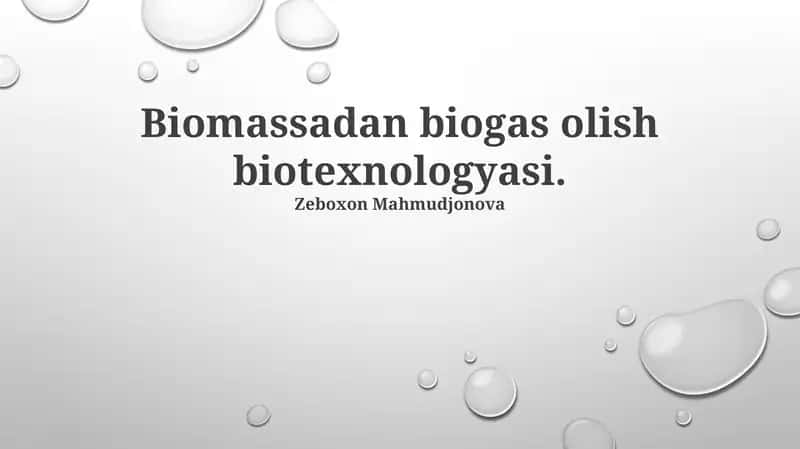 Biomassadan biogas olish biotexnologyasi 1