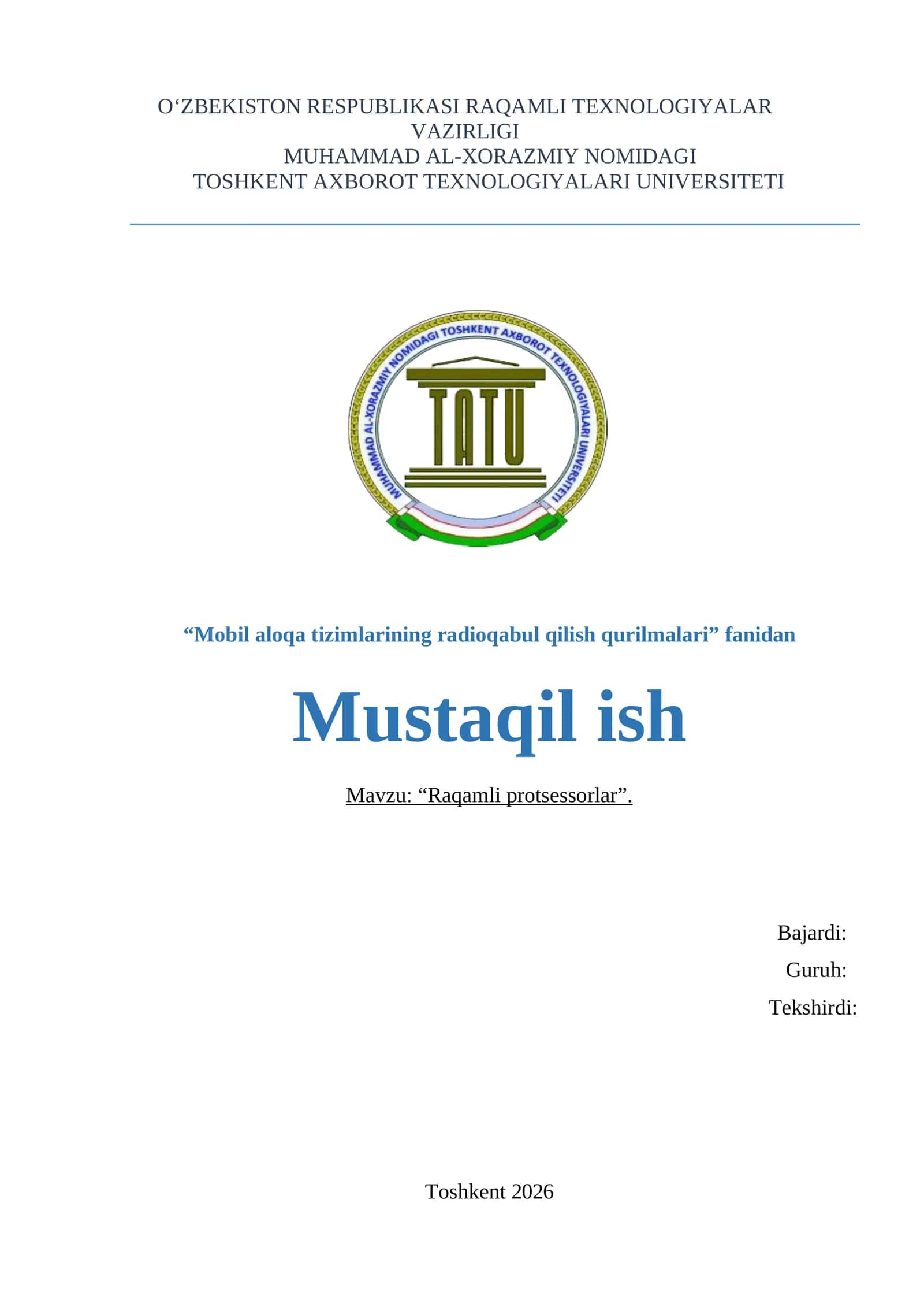 Raqamli protsessorlar 1