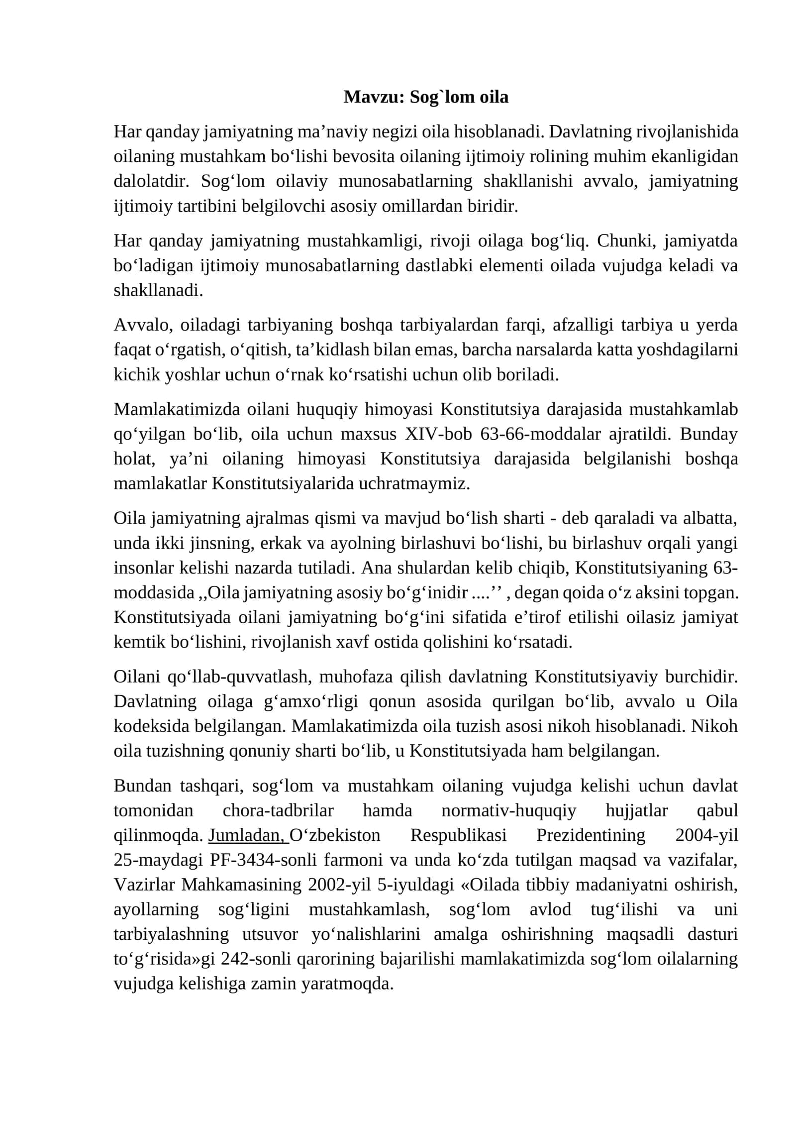 Sog`lom oila 1