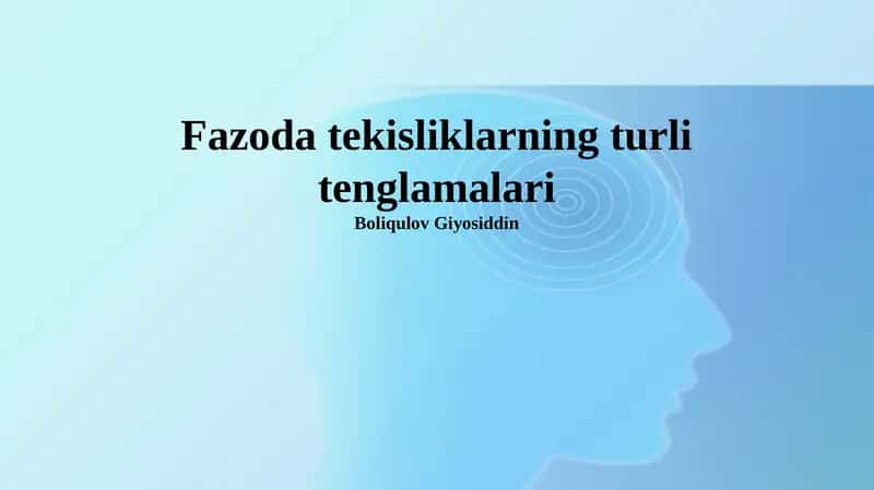 Uch nuqtadan o'tuvchi tekislik tenglamasi 1