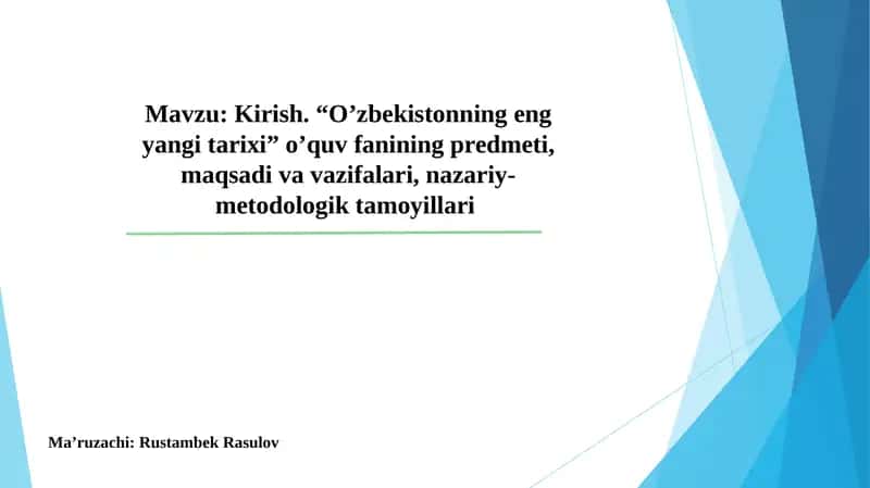 O’zbekistonning eng yangi tarixi 1