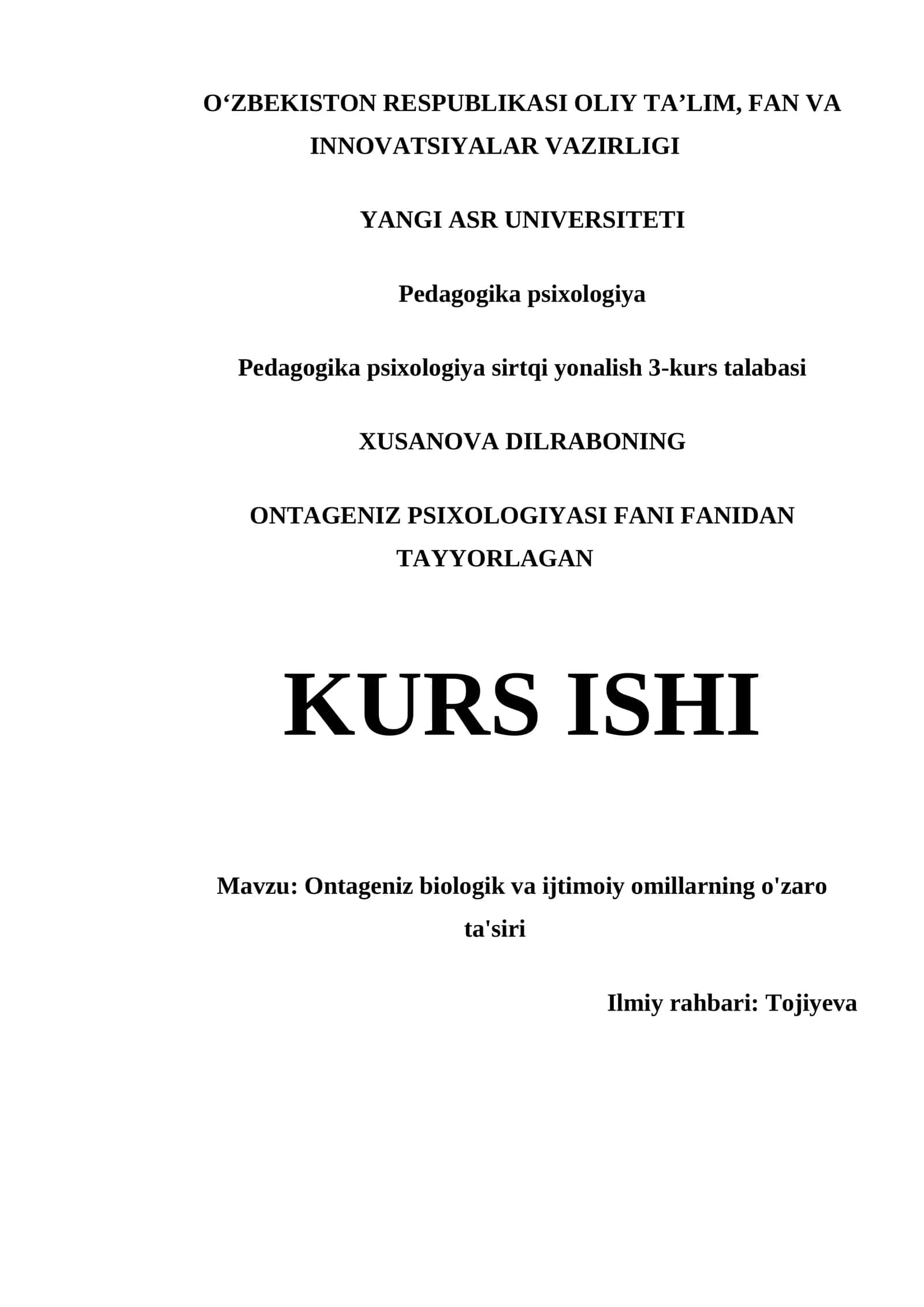 Ontageniz Biologik va Ijtimoiy Omillarning O'zaro Ta'siri 1