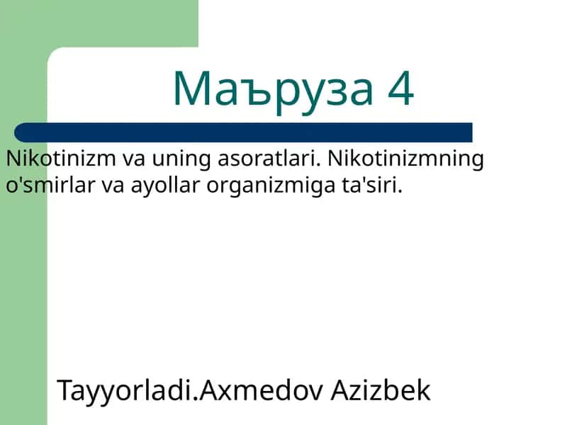 Tamaki mahsulotlarining inson organizmiga salbiy ta’sirlari 1