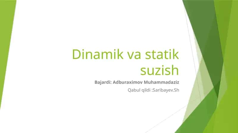 Dinamik va statik suzish 1