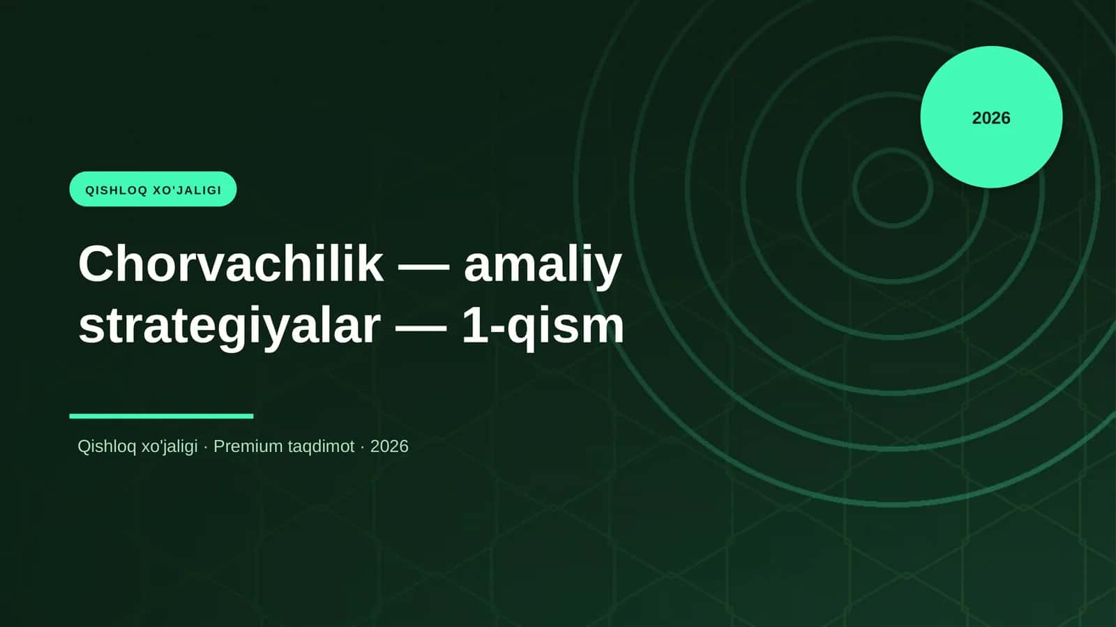 Chorvachilik — amaliy strategiyalar — 1-qism 1
