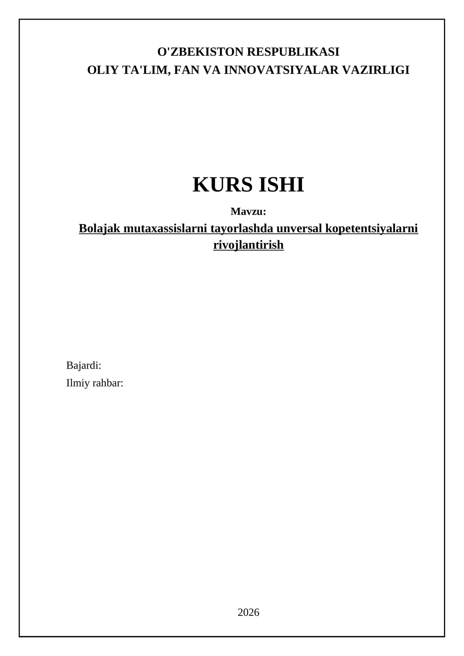 Universal kompetensiyalarni rivojlantirish 1