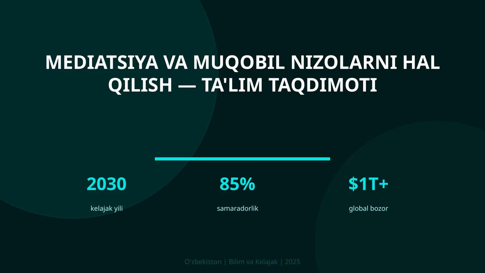 Mediatsiya va muqobil nizolarni hal qilish — ta'lim taqdimoti 1