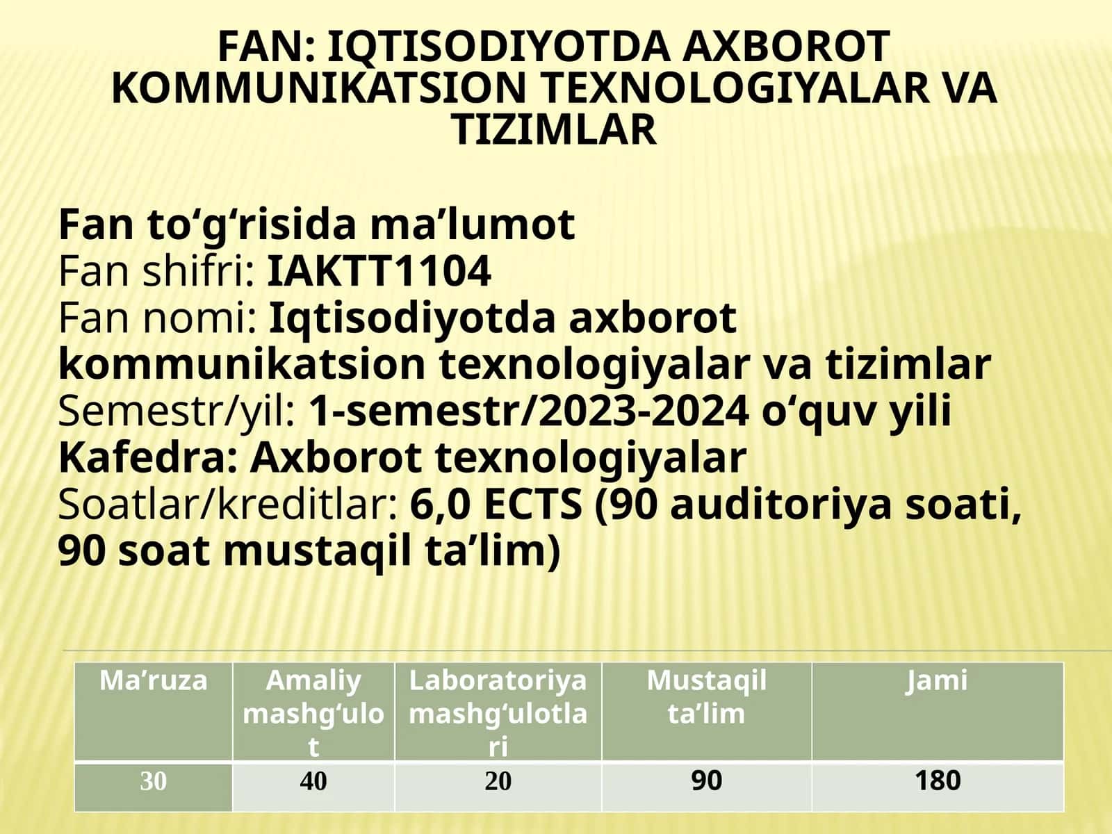 Iqtisodiyotda axborot kommunikatsion texnologiyalari va tizimlar 1