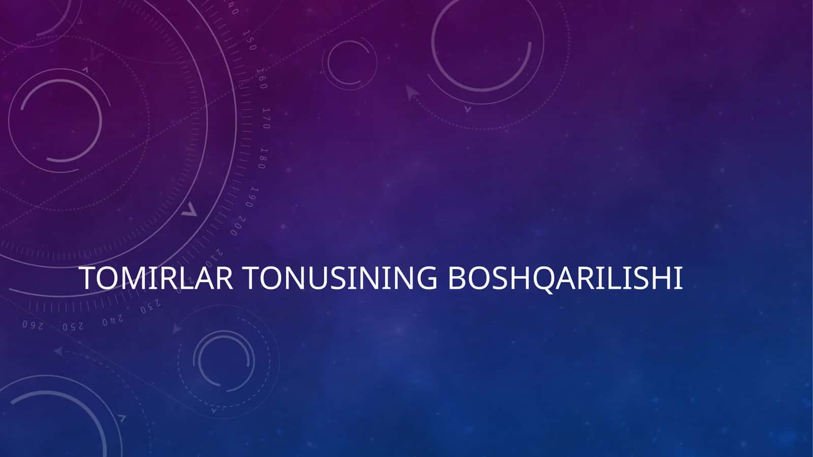 Tomirlar tonusining boshqarilishi 1