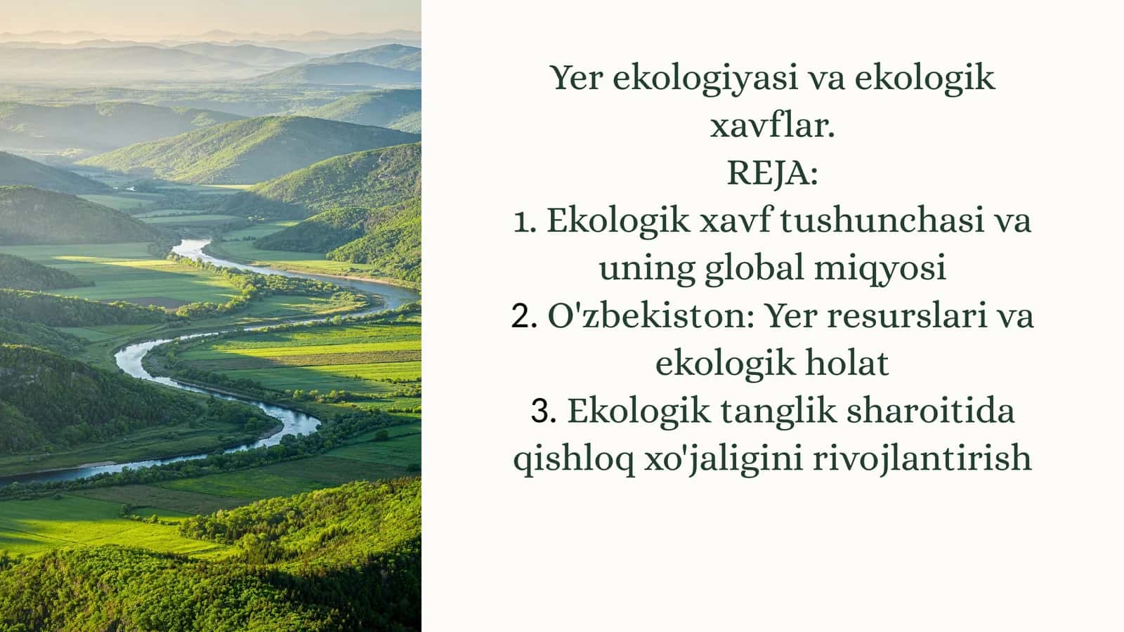 Yer ekologiyasi va ekologik xavflar 1