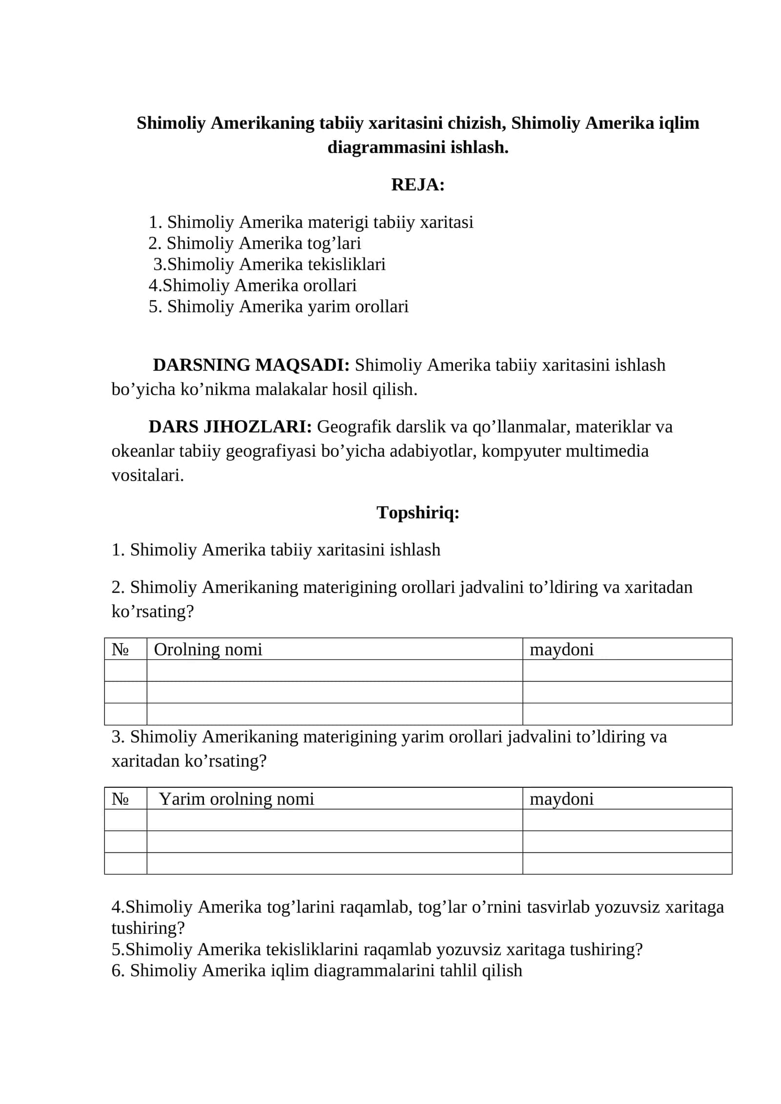 Shimoliy Amerikaning tabiiy xaritasini chizish, Shimoliy Amerika iqlim diagrammasini ishlash 1