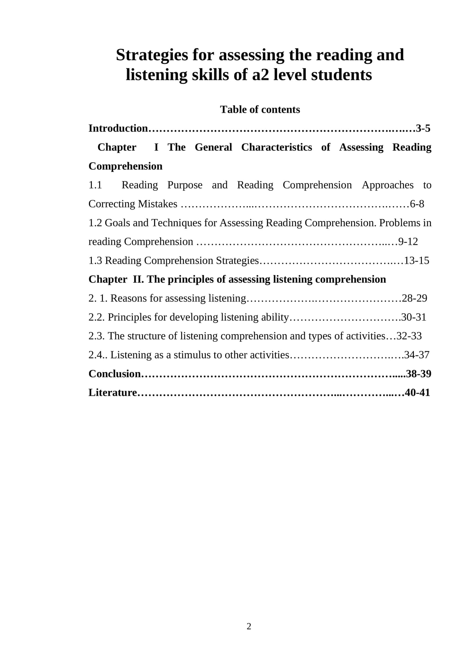 Strategies for assessing the reading and listening skills of a2 level students 1