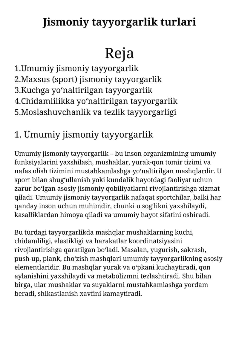 Jismoniy tayyorgarlik turlari 1