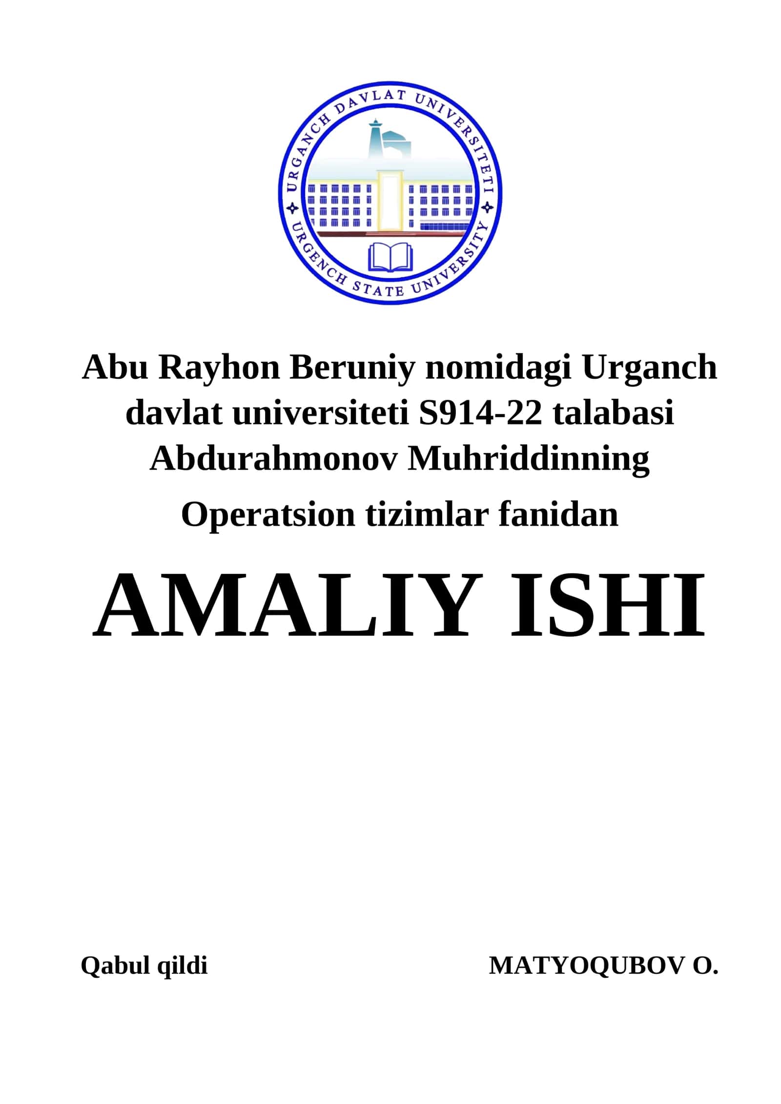 Operatsion tizimlar fanidan 1