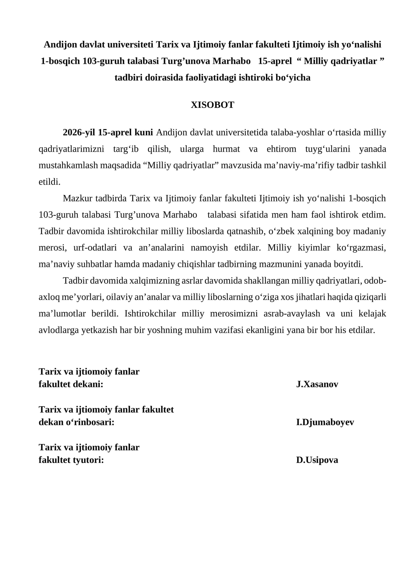 Milliy qadriyatlar tadbiri 1