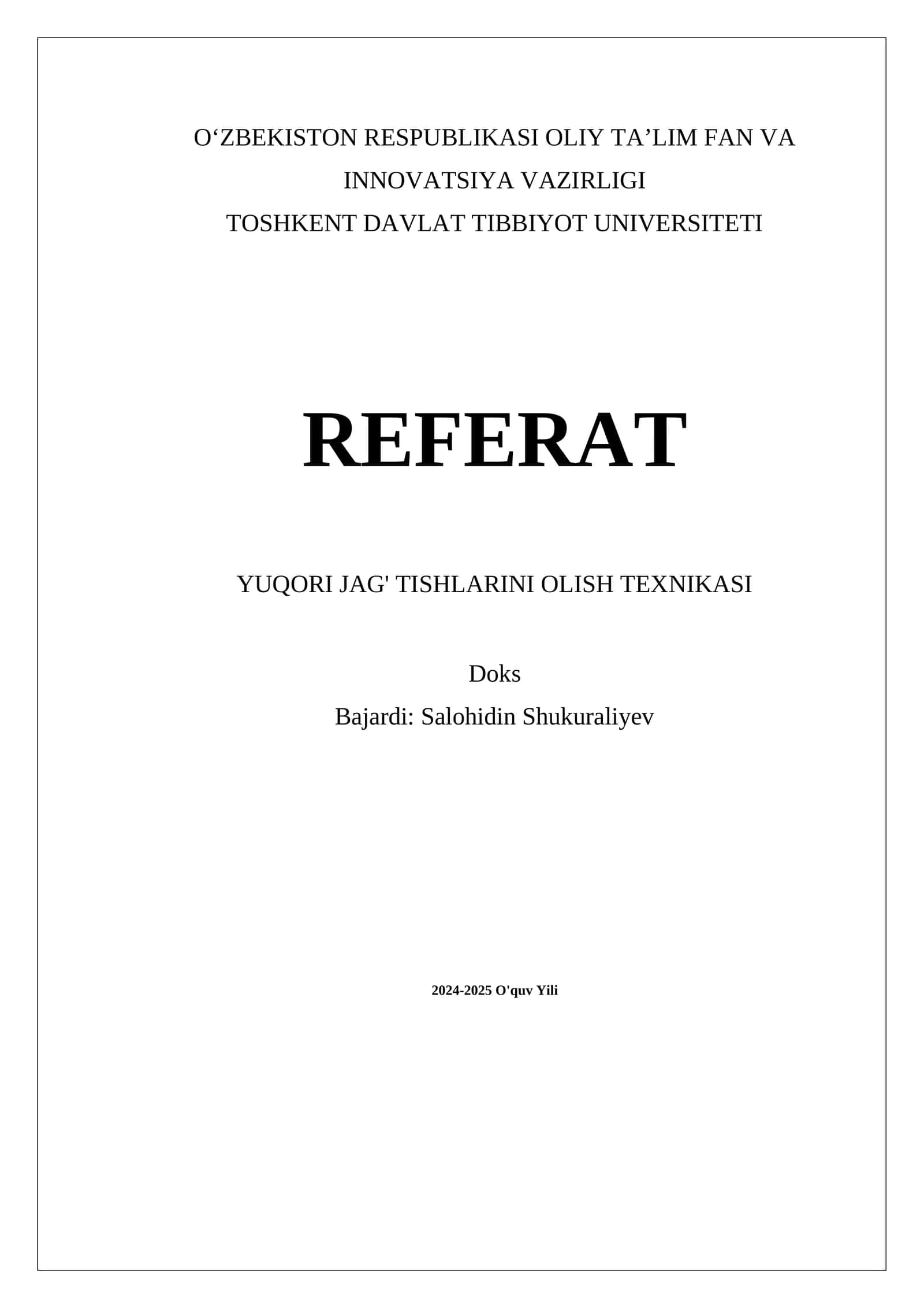 Yuqori Jag' Tishlarini Olish Texnikasi 1