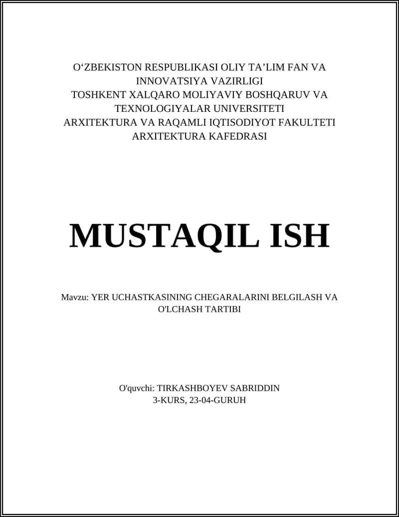 YER UCHASTKASINING CHEGARALARINI BELGILASH VA O'LCHASH TARTIBI 1