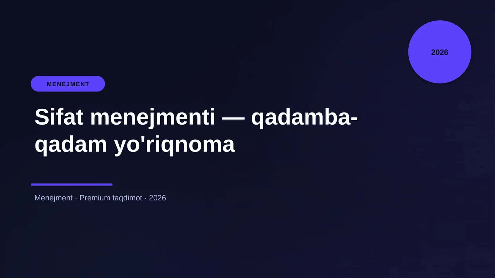 Sifat menejmenti — qadamba-qadam yo'riqnoma 1