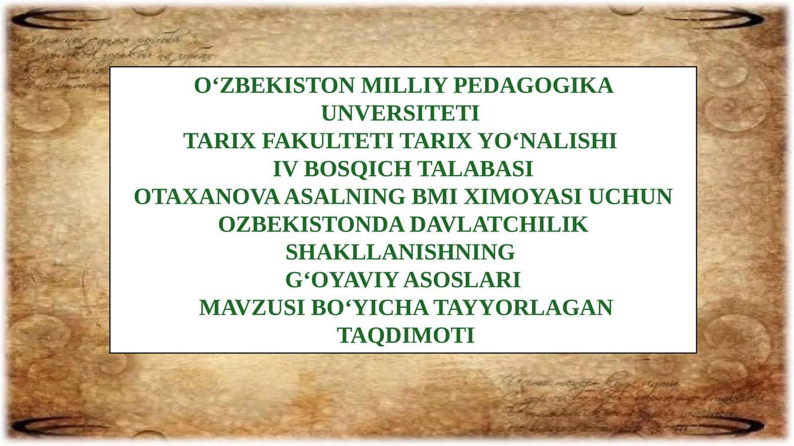 OTAXANOVA ASALNING BMI XIMOYASI UCHUN 1
