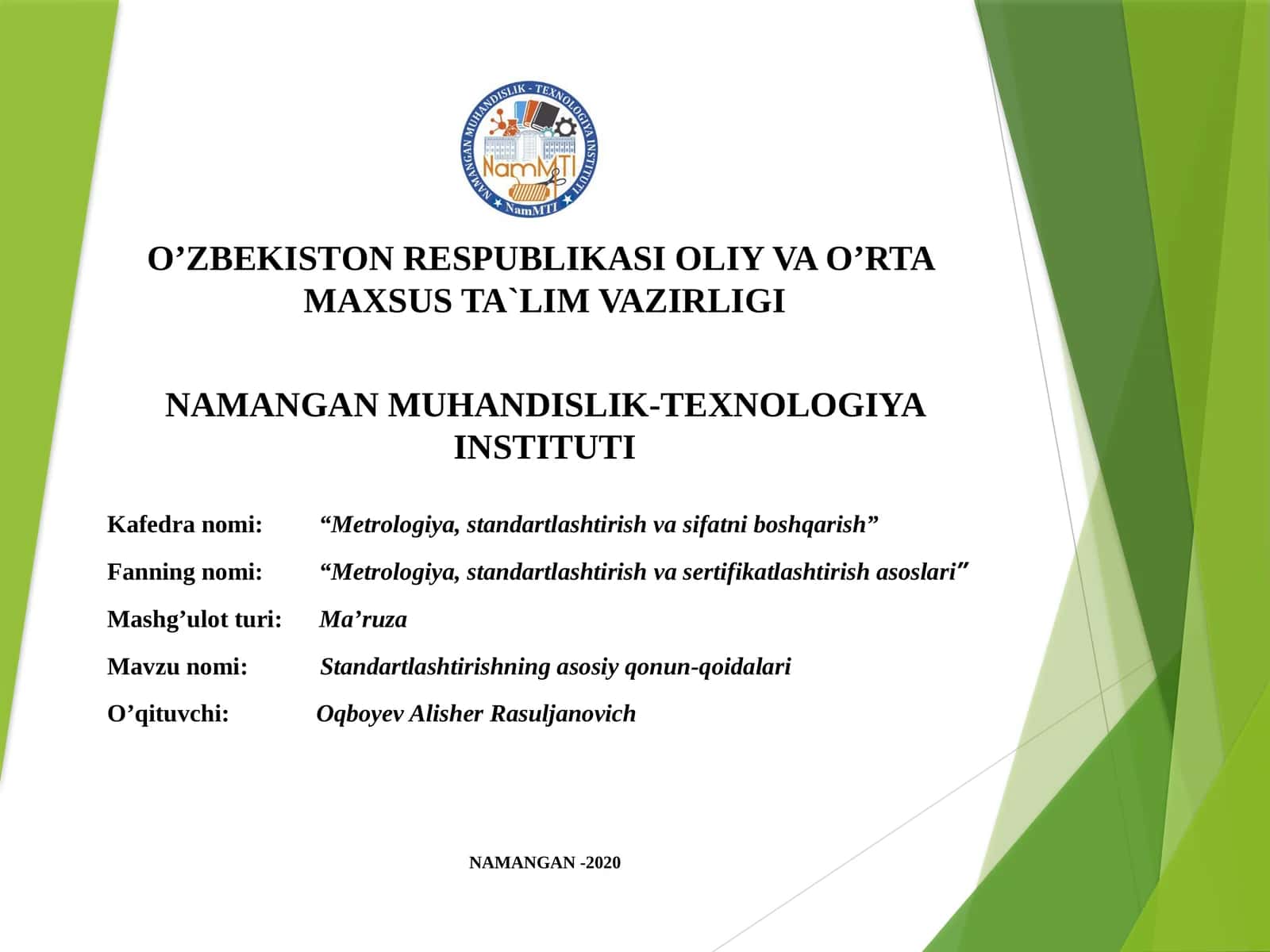 Standartlashtirishning asоsiy qоnun-qоidalari 1