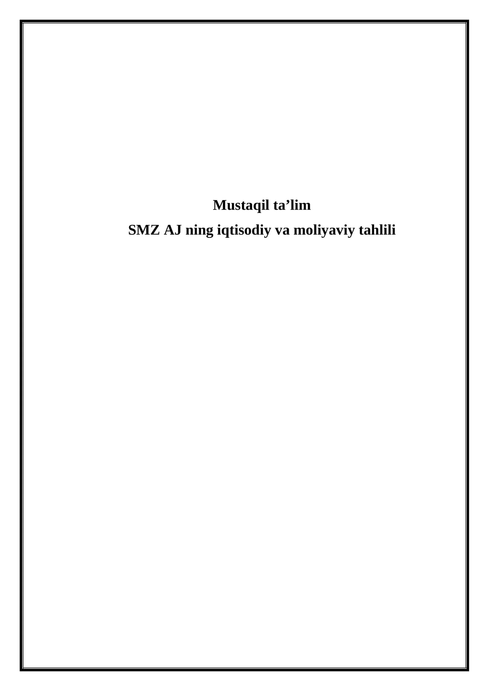 SMZ AJ ning iqtisodiy va moliyaviy tahlili 1