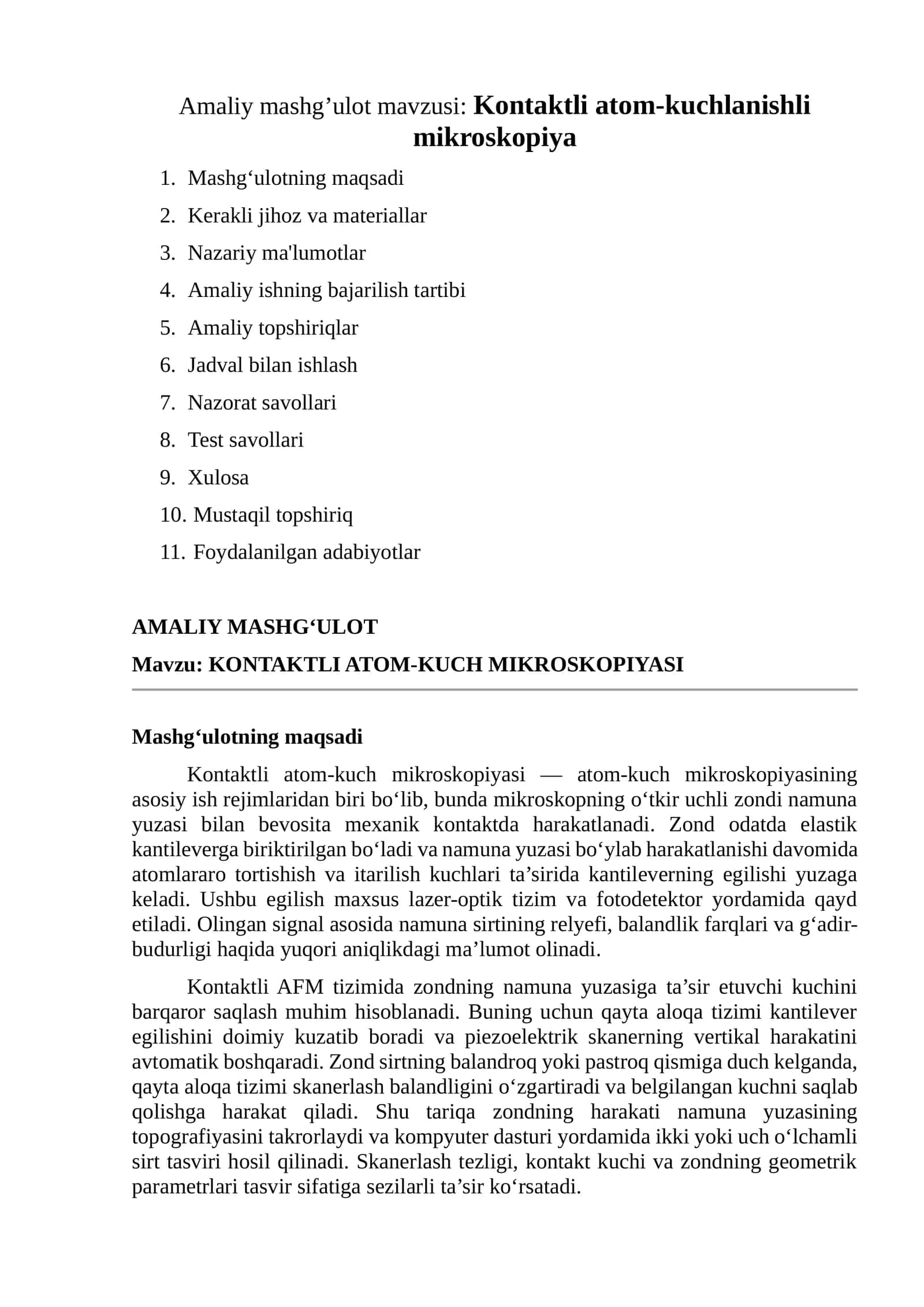KONTAKTLI ATOM-KUCH MIKROSKOPIYASI 1