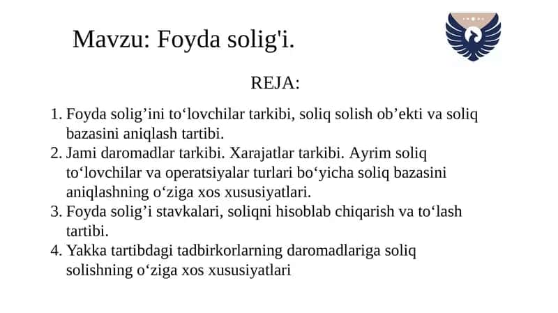 Foyda solig‘i. 1