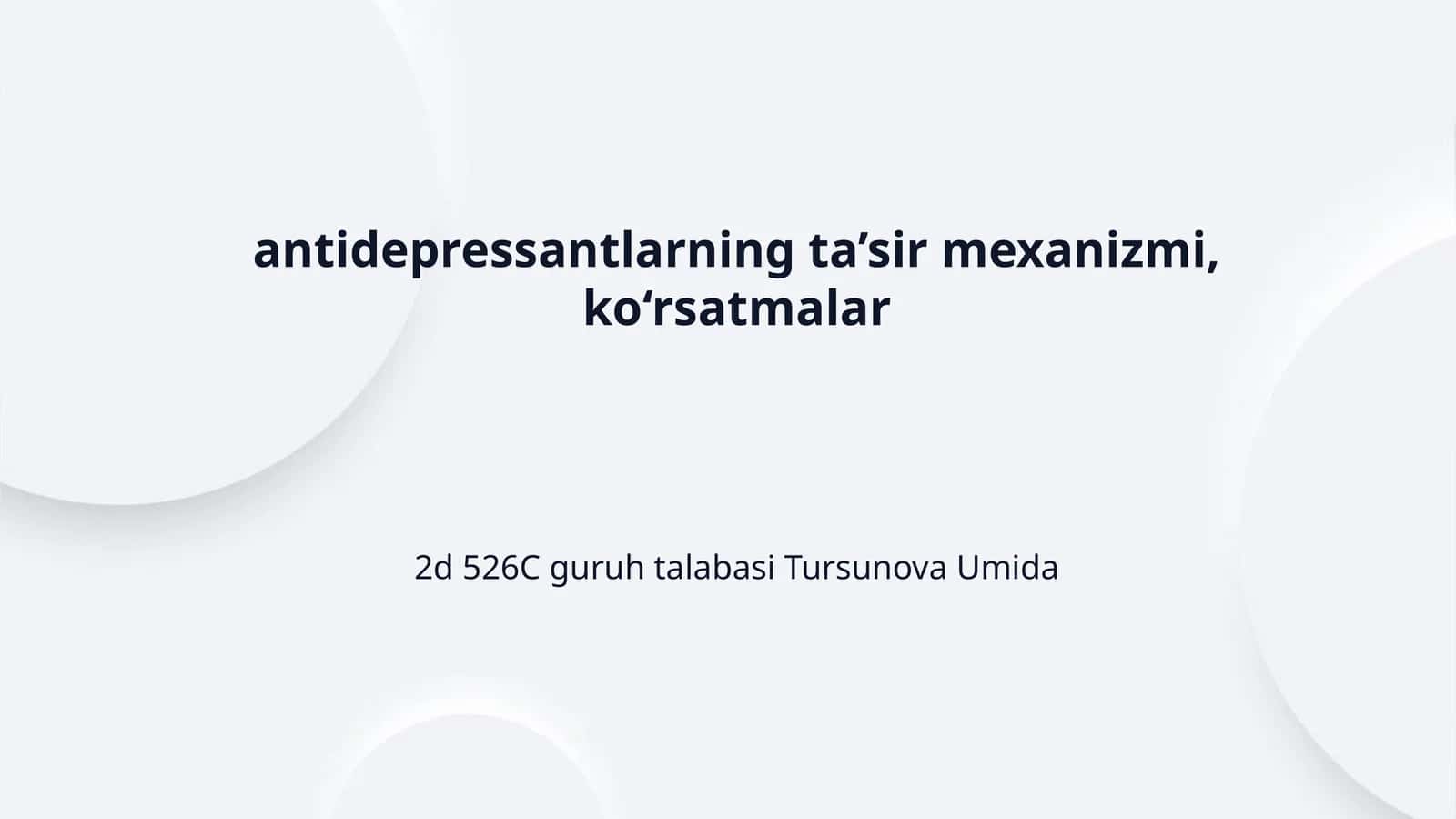 antidepressantlarning ta’sir mexanizmi, ko‘rsatmalar 1