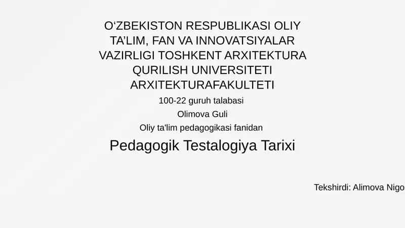 Pedagogik Testalogiya Tarixi 1