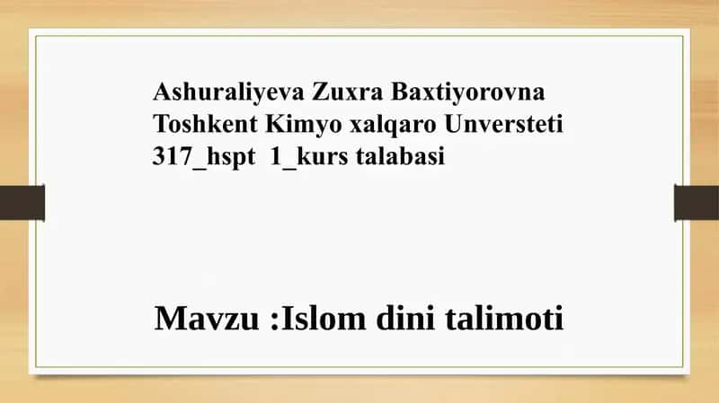 Islom dini talimoti 1