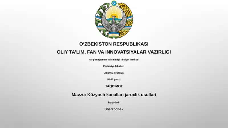 Ko'z jarrohligining asosiy usullari 1