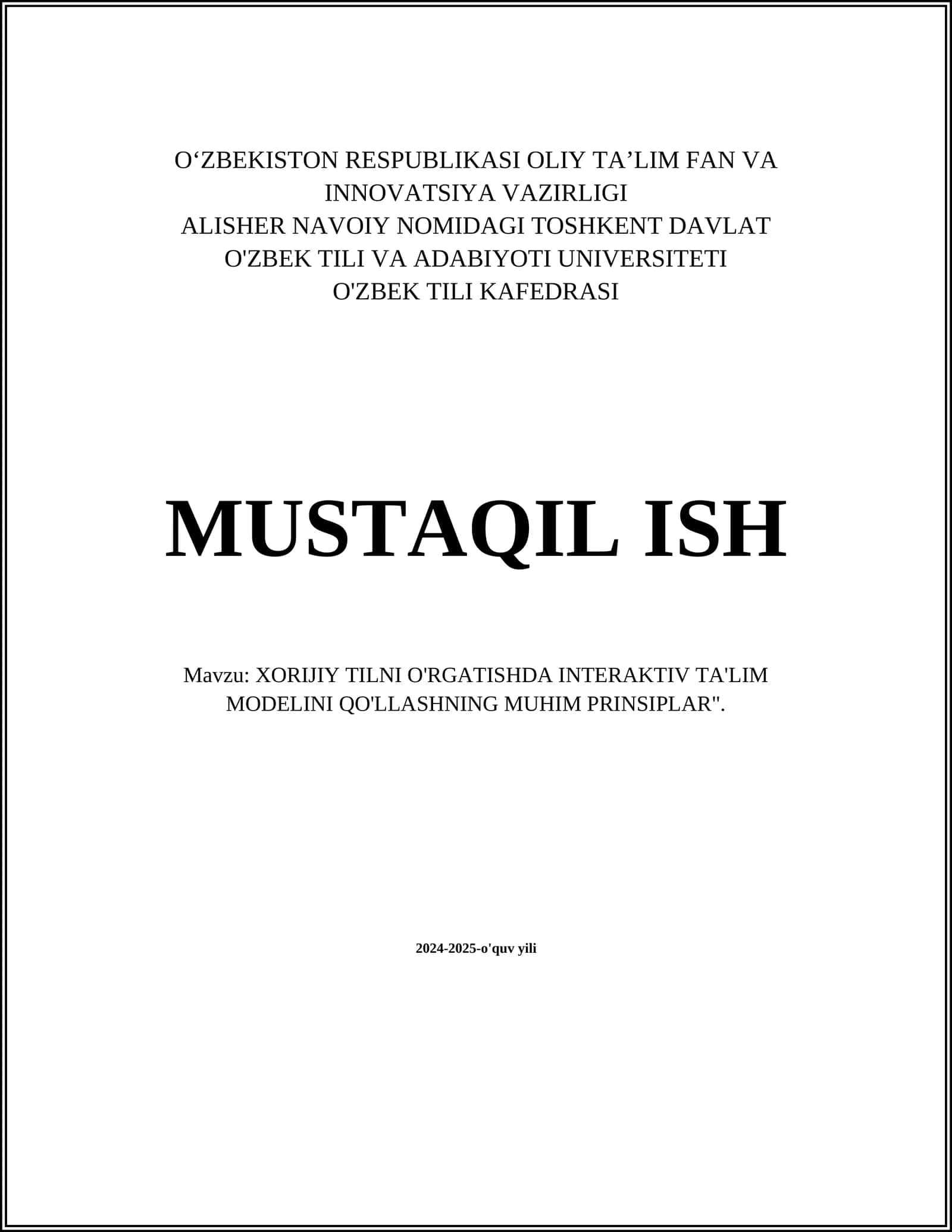 XORIJIY TILNI O'RGATISHDA INTERAKTIV TA'LIM MODELINI QO'LLASHNING MUHIM PRINSIPLAR 1