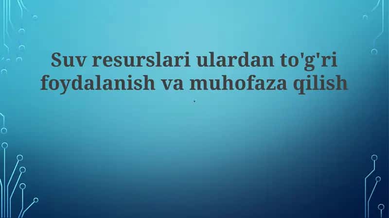 Suv tejamkorligi strategiyasi 1