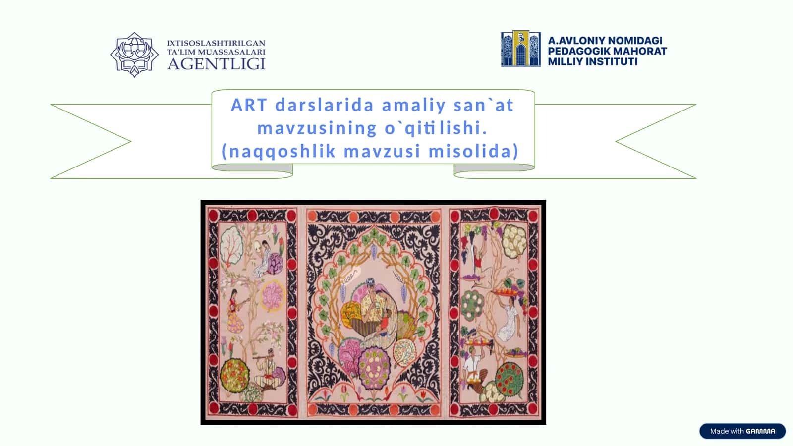 ARTdarslarida amaliy san'at mavzusining o'qitilishi. (naqqoshlik mavzusi misolida) 1