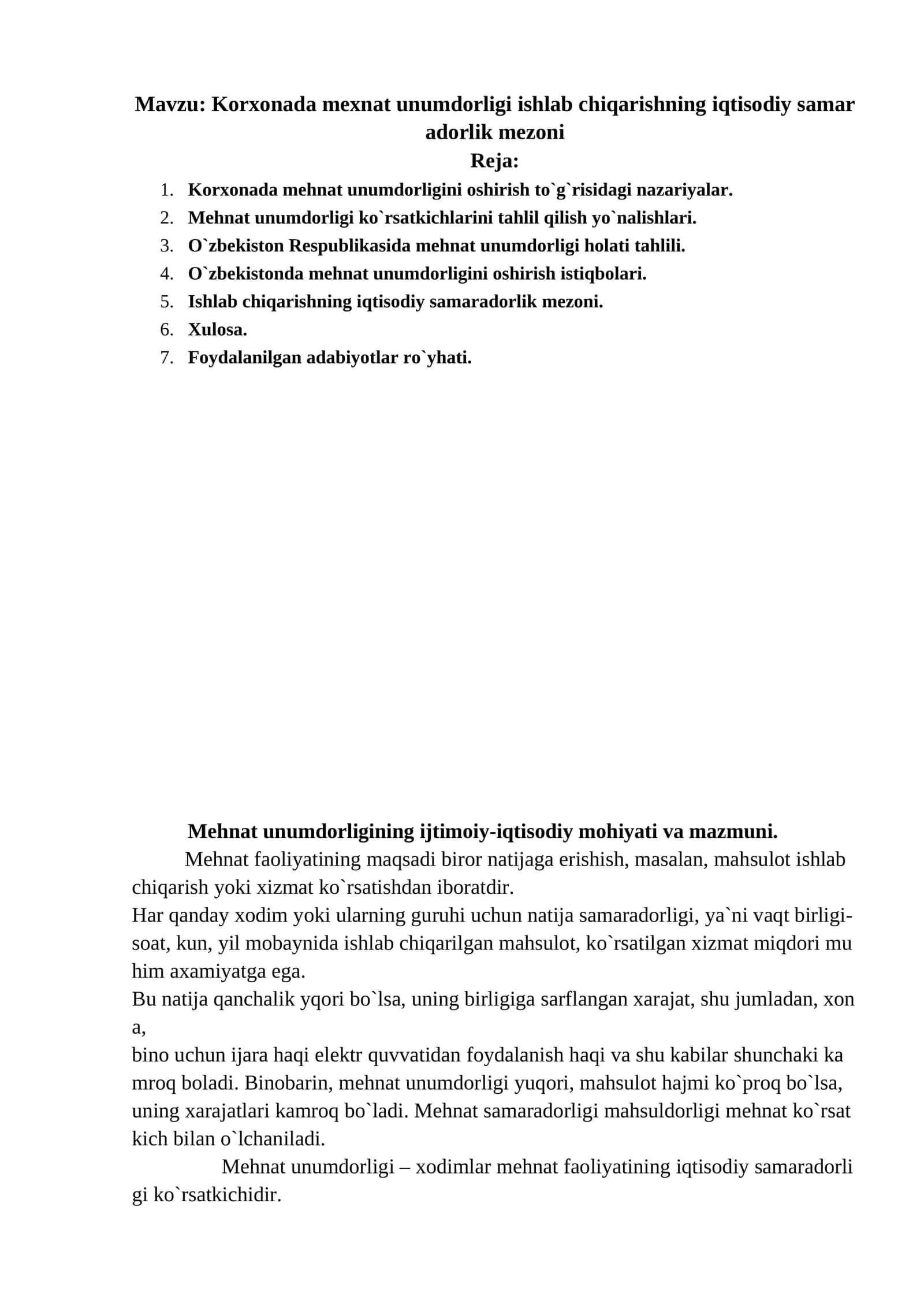 Korxonadamexnatunumdorligiishlabchiqarishningiqtisodiysamaradorlikmezoni 1