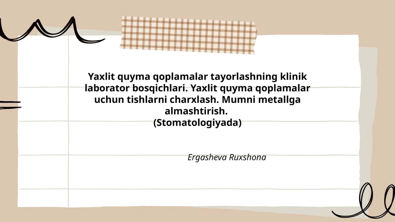 Yaxlit quyma qoplamalar tayorlashning klinik laborator bosqichlari 1
