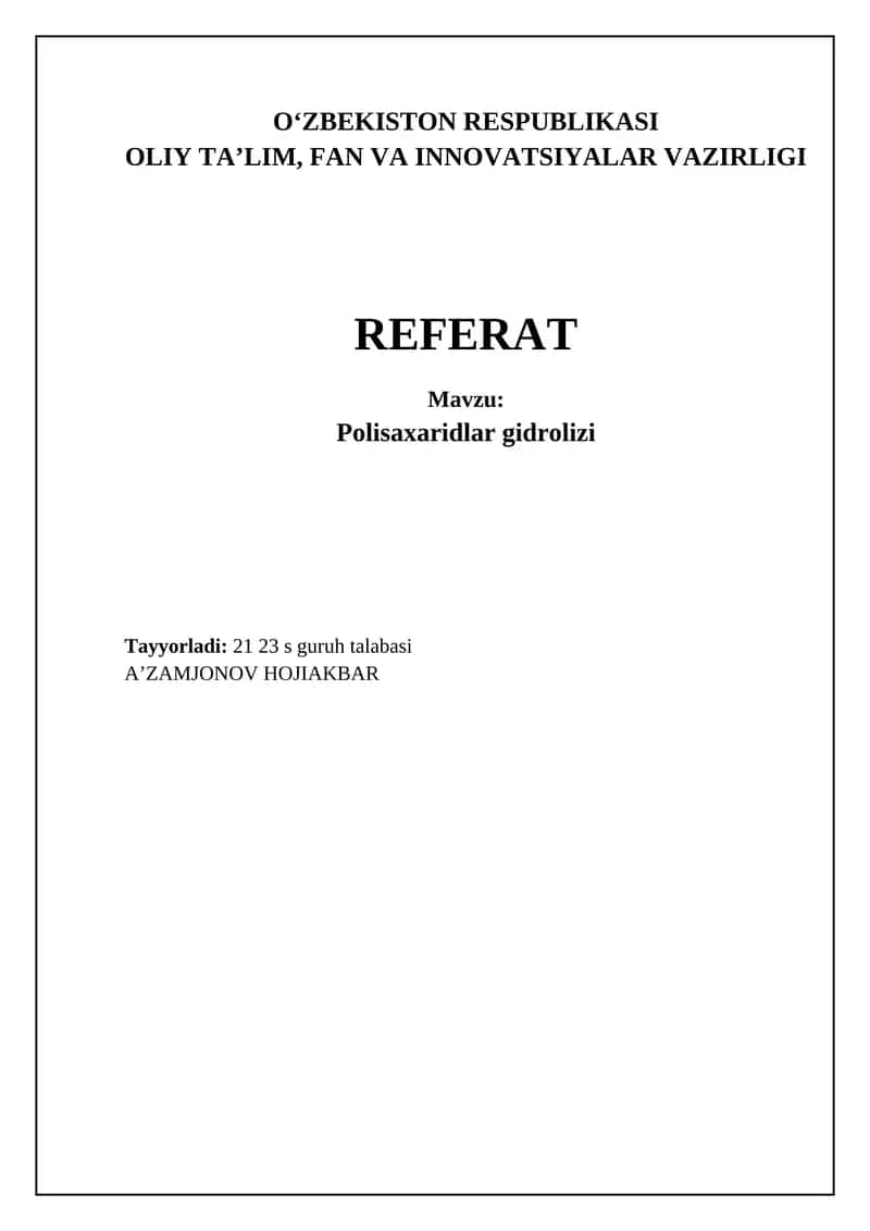Polisaxaridlar gidrolizi 1