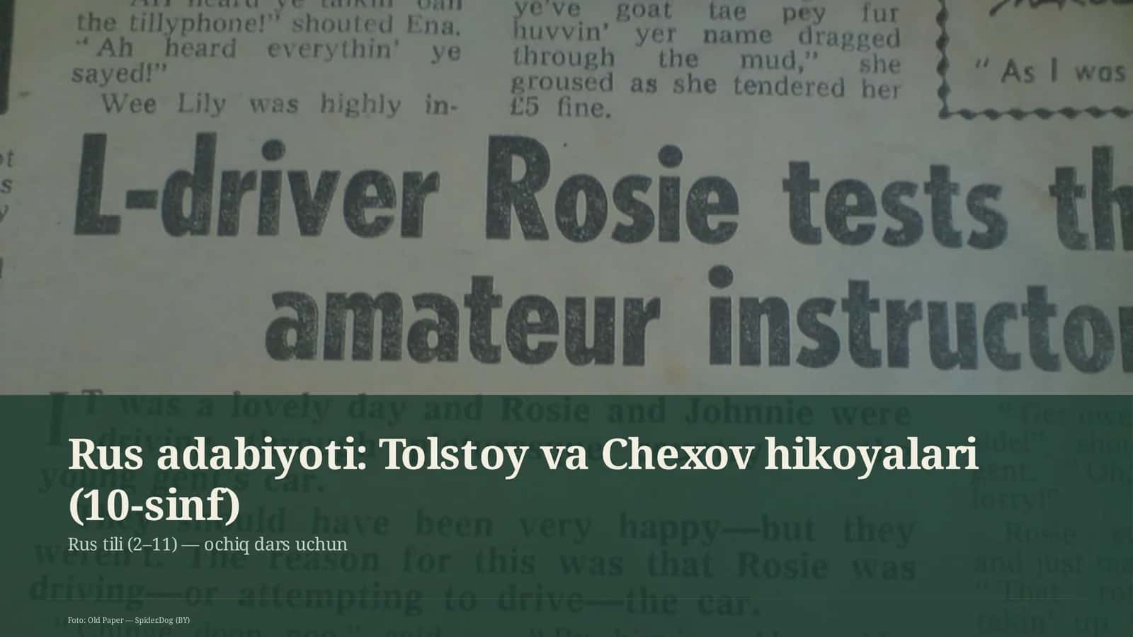 Rus adabiyoti: Tolstoy va Chexov hikoyalari (10-sinf) 1