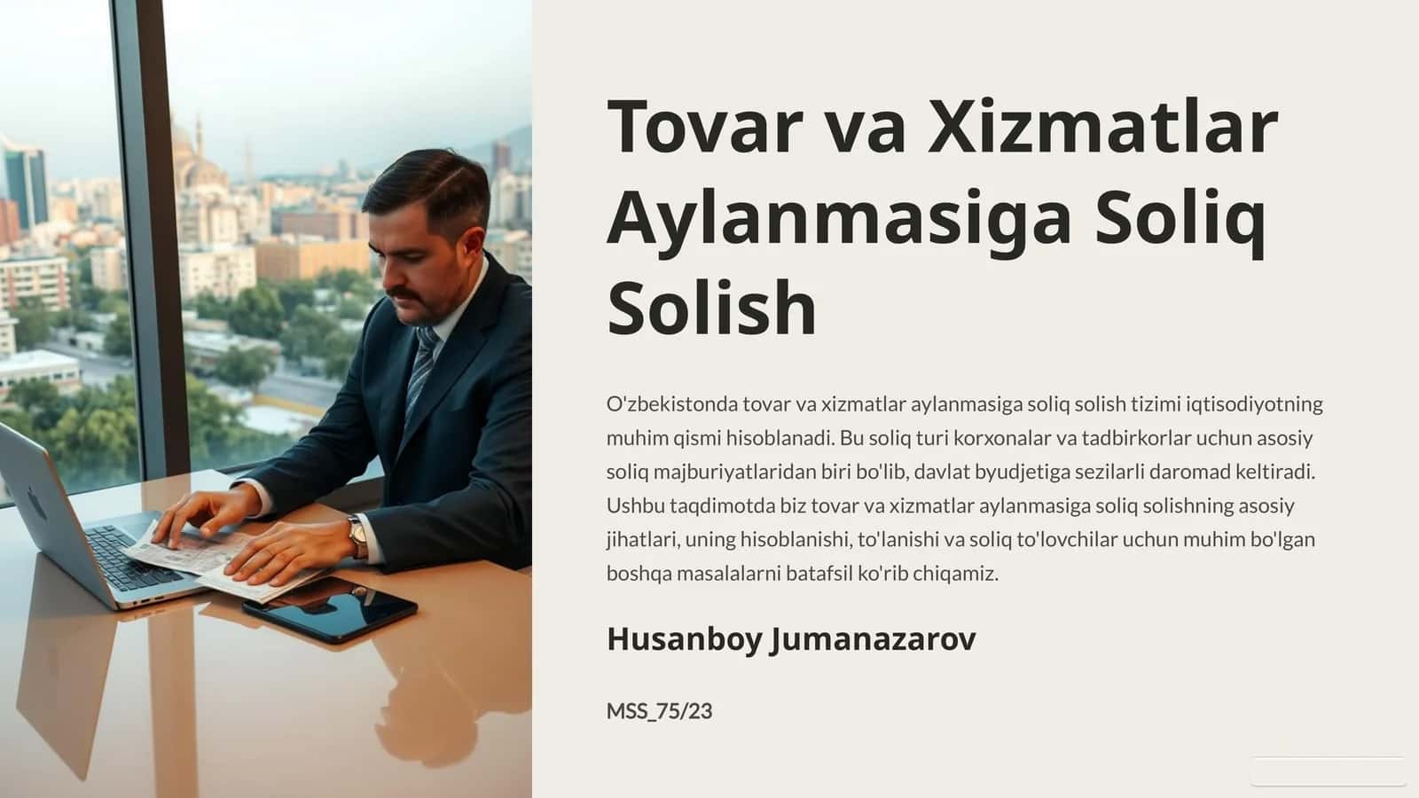 Tovar va Xizmatlar Aylanmasiga Soliq Solish 1