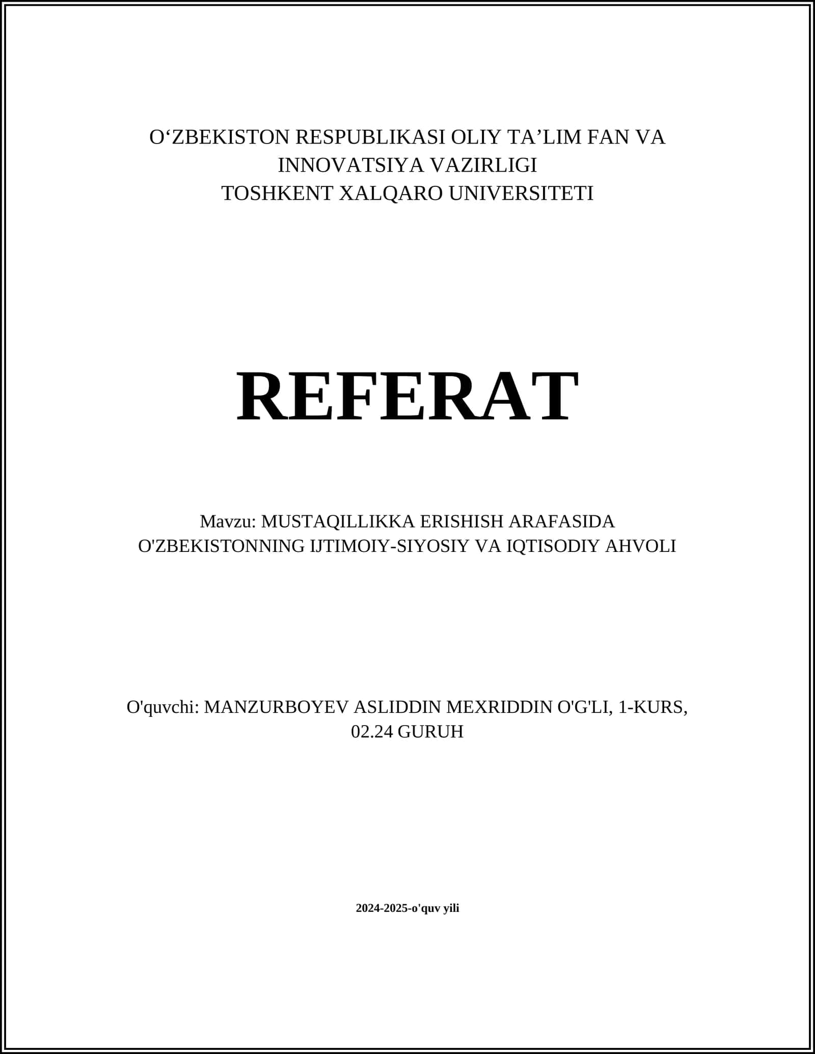 Sovet Ittifoqidan mustaqillik olish jarayoni 1
