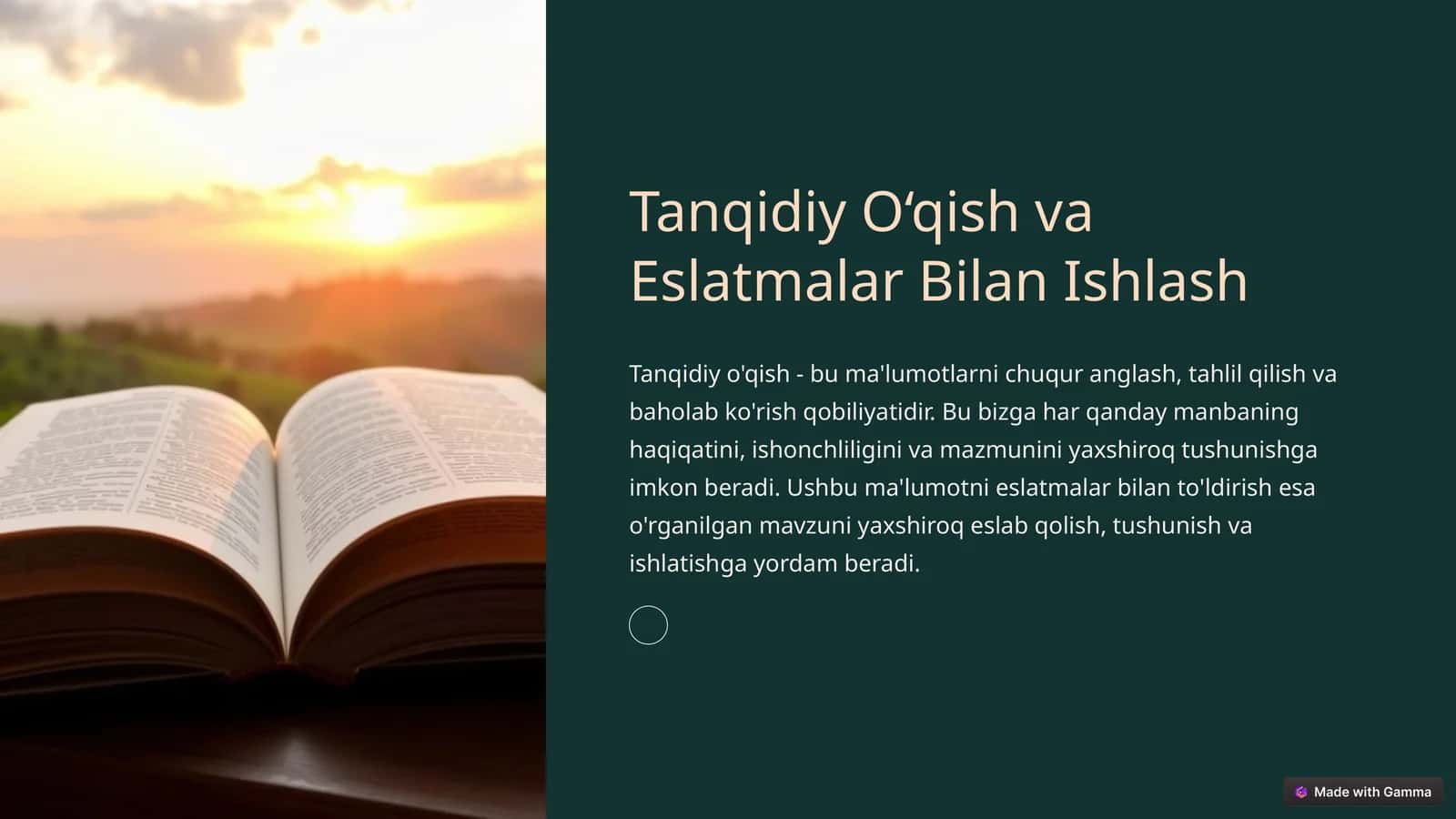 Tanqidiy O‘qish va Eslatmalar Bilan Ishlash 1