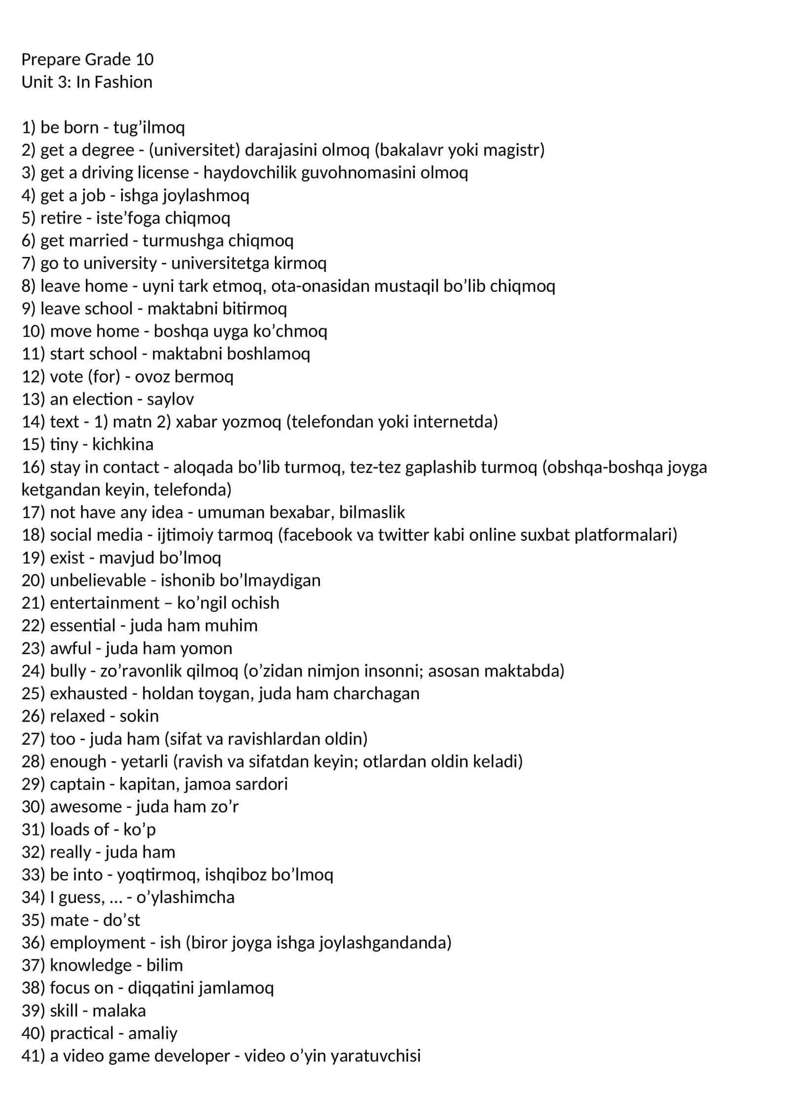 Prepare Grade 10 1