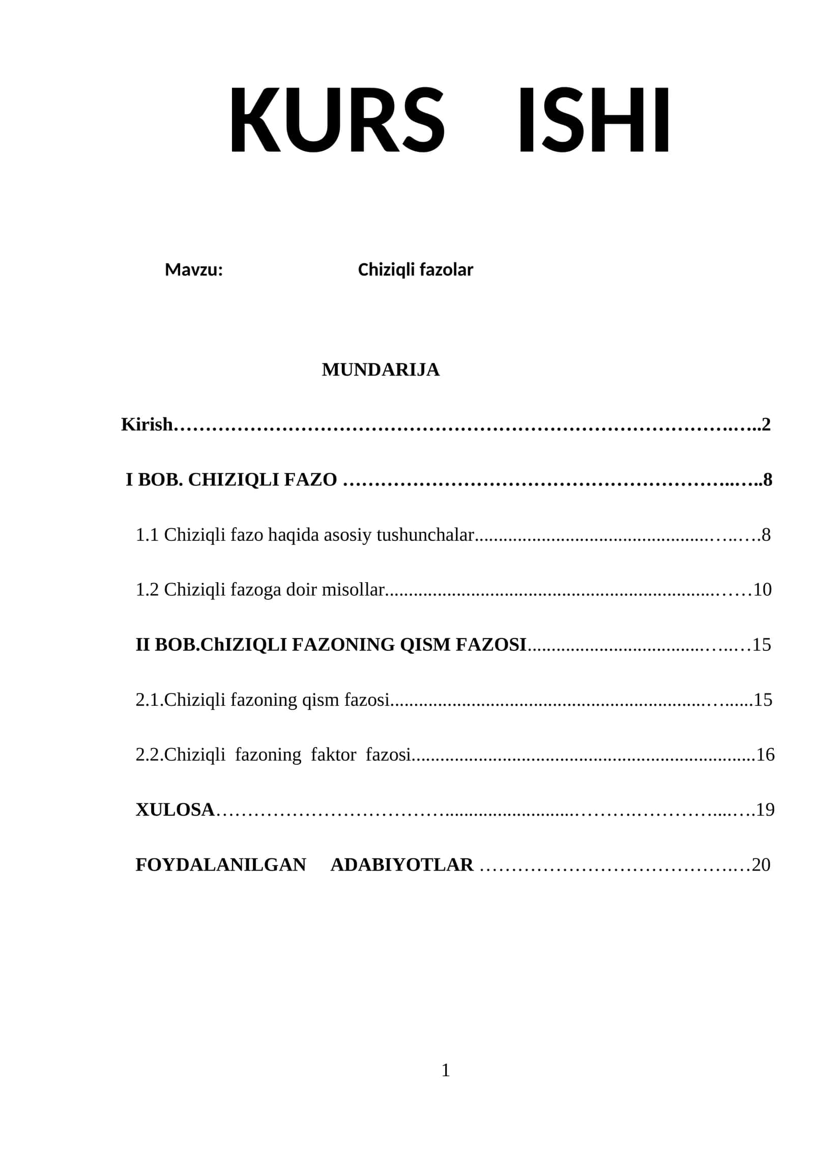 Chiziqli fazolar 1
