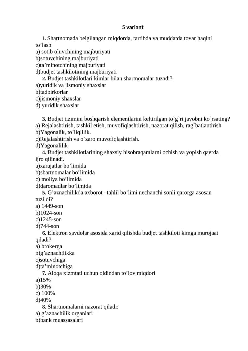 G'aznachilik tizimining asosiy xususiyatlari 1